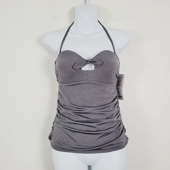 Athleta Aqualuxe Knot Gun Metal Gray‎ Tankini Top - Picture 1 of 8